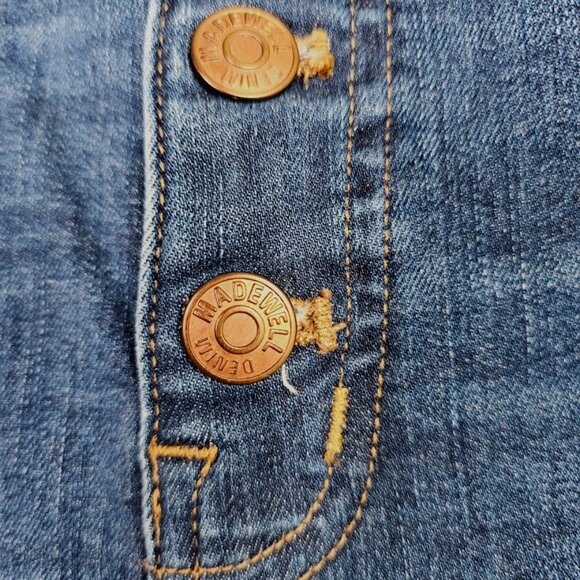 MADEWELL High Rise Jeans MEDIUM WASH BLUE size 27 Button Fly Skinny Distressed - Picture 4 of 10